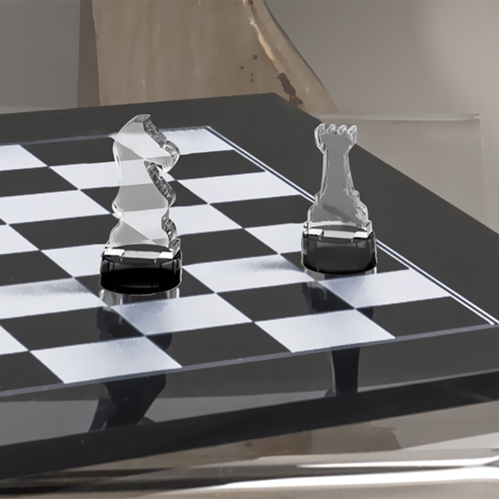 Perhaps Bore pendant Tabla de șah din plexiglas alb sau negru modern