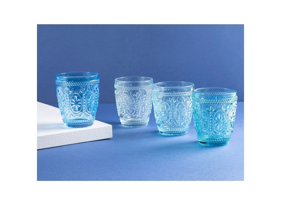 12 pahare cu apă de 300 ml în sticlă în 4 nuanțe diferite de albastru - Comete Viadurini