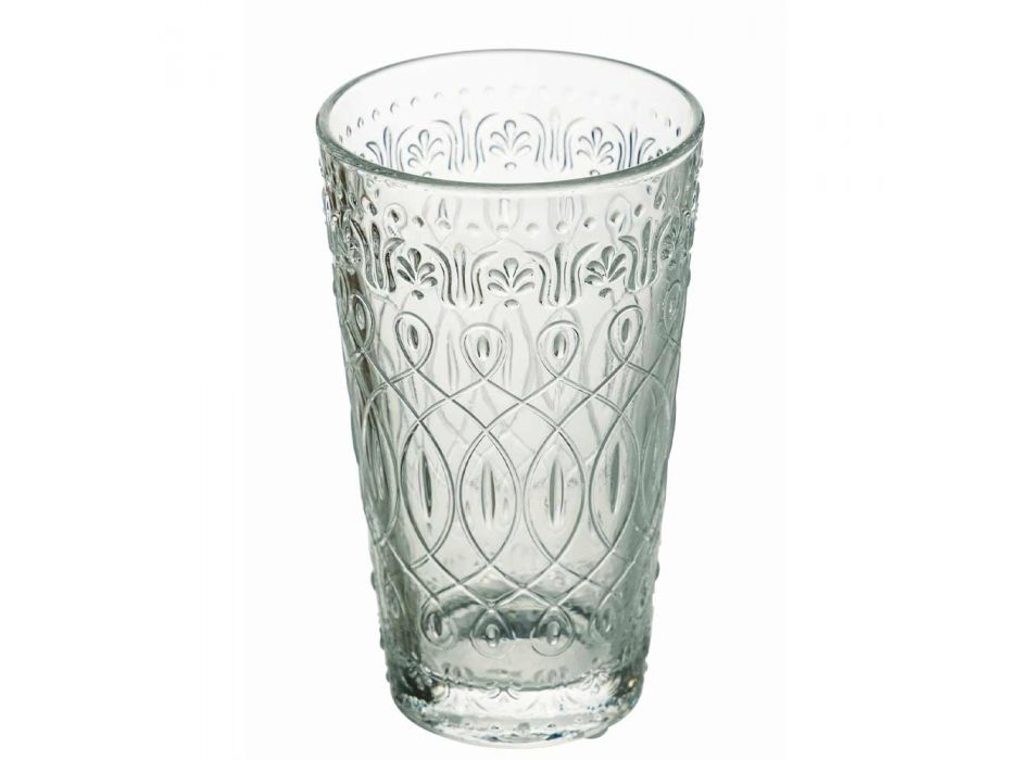 12 pahare decorate din sticlă transparentă pentru băuturi - Maroccobic Viadurini