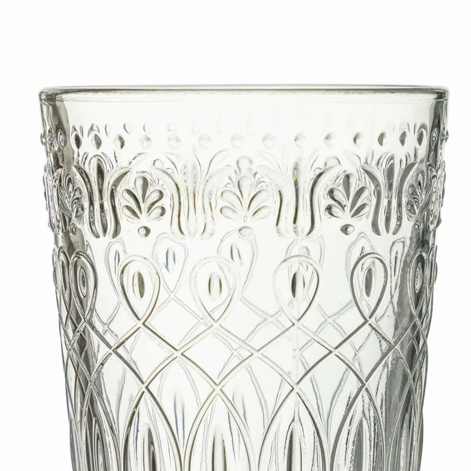 12 pahare decorate din sticlă transparentă pentru băuturi - Maroccobic Viadurini