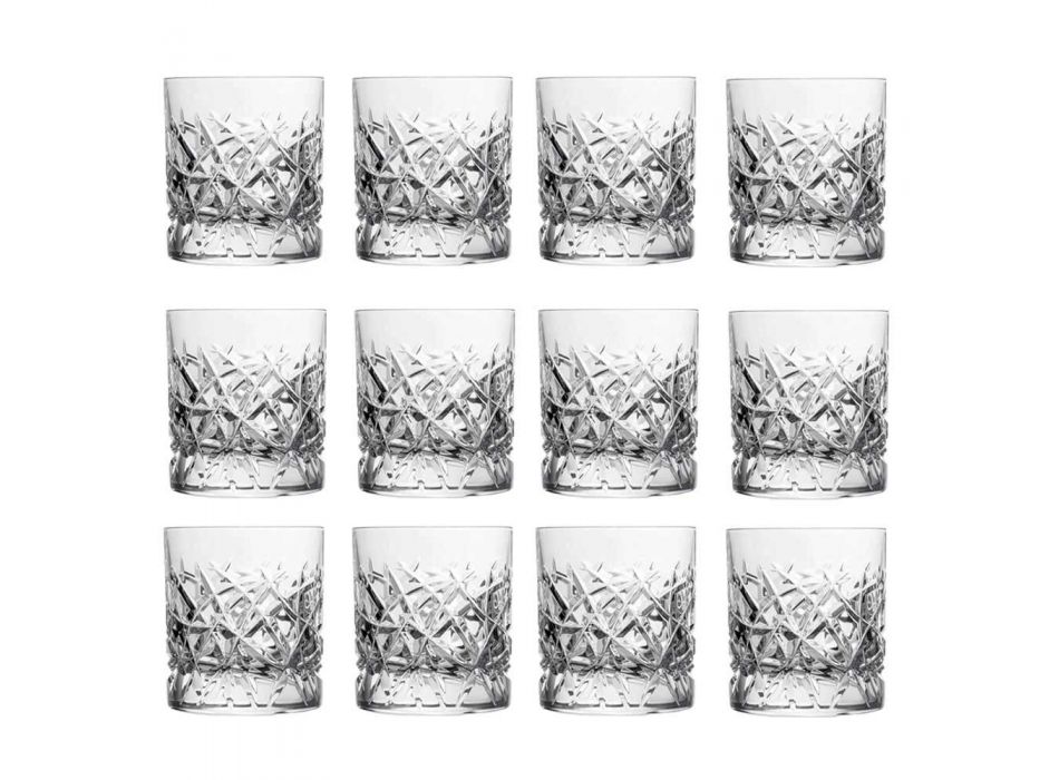 12 pahare vintage Dof pentru design de apă sau whisky în cristal - titan