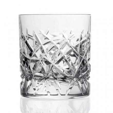 12 pahare vintage Dof pentru design de apă sau whisky în cristal - titan Viadurini