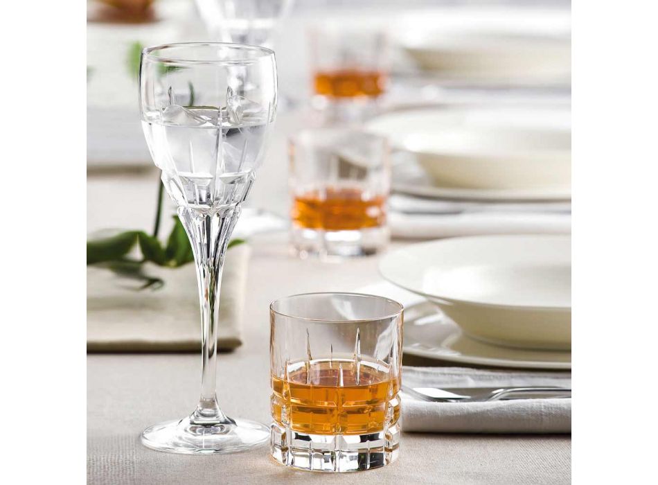 12 pahare duble de modă veche de tip whisky Basso în cristal - Fiucco