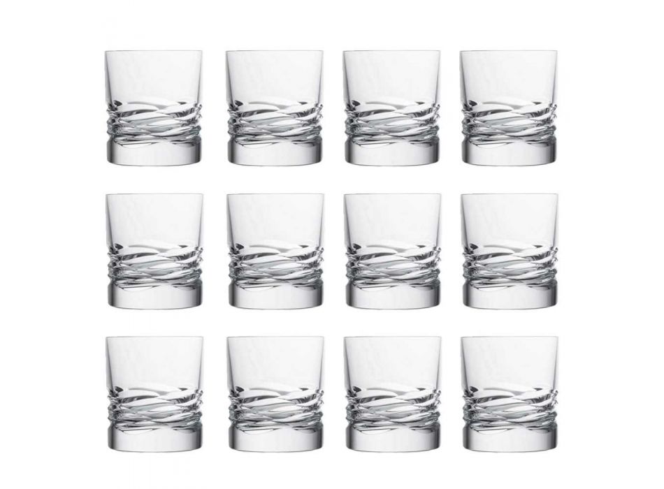 12 pahare de cristal decor de undă pentru whisky sau apă de pahar Dof - titan Viadurini