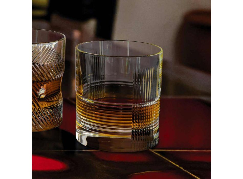 12 pahare pentru apă sau whisky Design vintage în cristal decorat - tactil