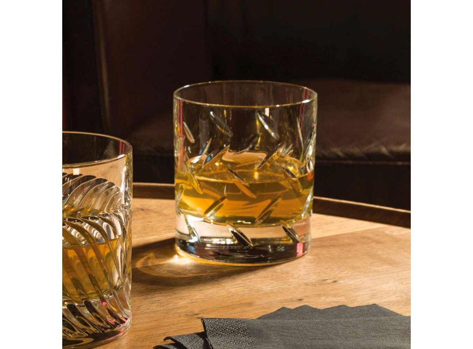 12 pahare pentru whisky sau apă în cristal ecologic cu decorațiuni moderne - aritmie