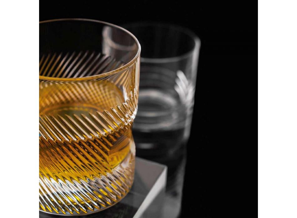 12 pahare de whisky sau apă în design vintage decorat cu cristale ecologice - tactil