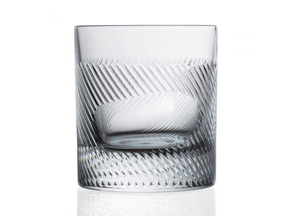 12 pahare de whisky sau apă în design vintage decorat cu cristale ecologice - tactil Viadurini