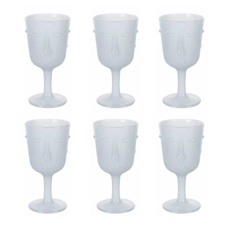 12 pahare de sticlă de 300 ml cu decor alb pentru față - facial Viadurini