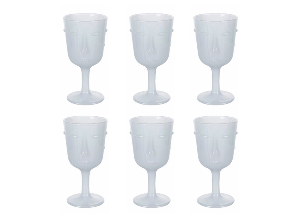 12 pahare de sticlă de 300 ml cu decor alb pentru față - facial Viadurini