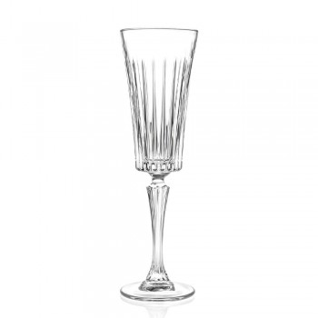 12 pahare cu flaut pentru vin spumant cu tăieturi liniare Decor în Eco Crystal - Senzatempo