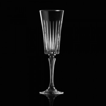 12 pahare cu flaut pentru vin spumant cu tăieturi liniare Decor în Eco Crystal - Senzatempo