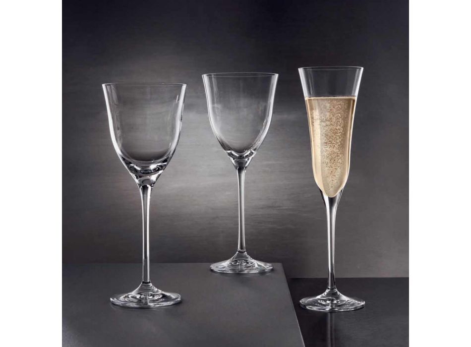 12 ochelari cu flaut în cristal ecologic de lux Minimal Design - neted