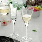 12 pahare pentru flaut pentru șampanie în cristal ecologic cu decor manual - Milito Viadurini