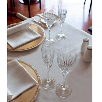 12 pahare de vin alb decorate manual în cristal ecologic de lux - Voglia
