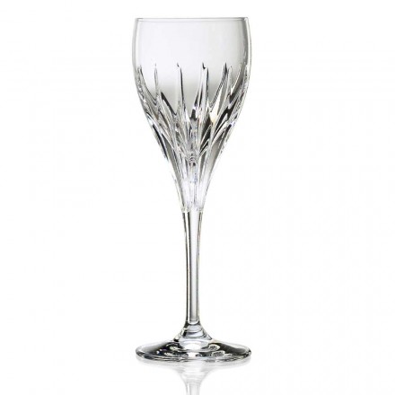 12 pahare de vin alb decorate manual în cristal ecologic de lux - Voglia Viadurini