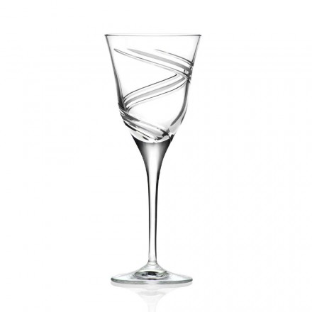 12 pahare pentru vin alb în cristal ecologic decorat și satinat - ciclon Viadurini