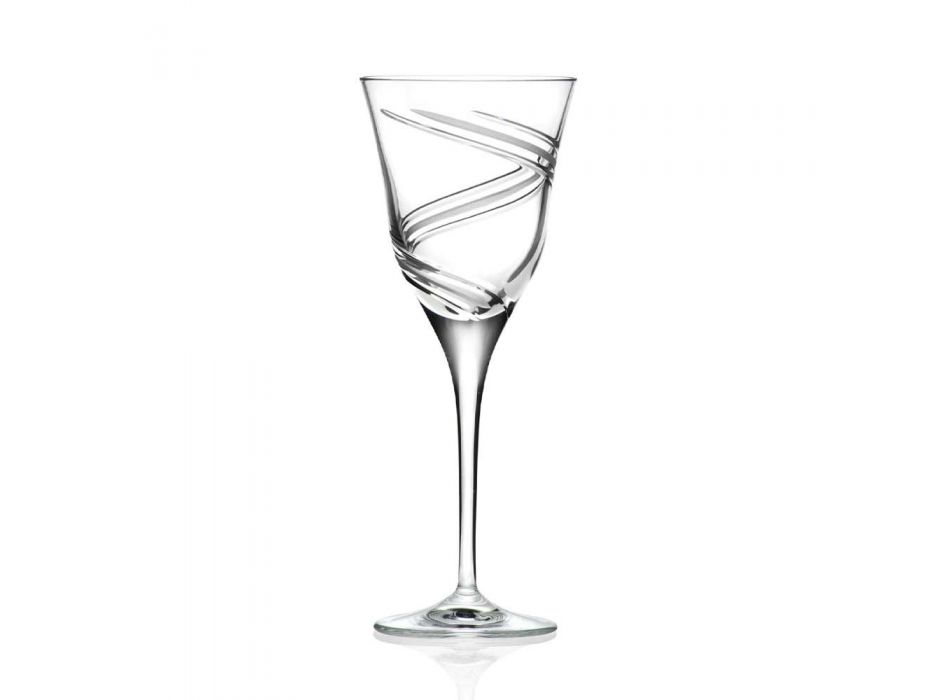 12 pahare pentru vin alb în cristal ecologic decorat și satinat - ciclon Viadurini