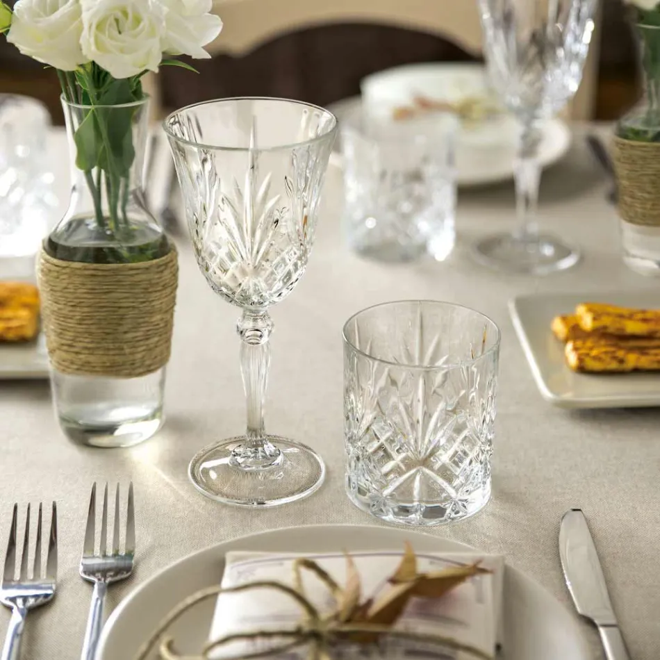 12 Pahare Vin, Apă, Cocktail în Cristal Ecologic Stil Vintage - Cantabile Viadurini