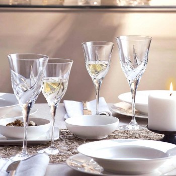 12 pahare de vin alb de lux, decorate manual, cu cristal ecologic - Advent
