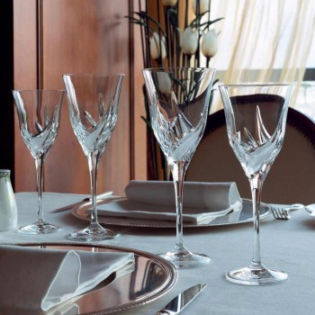 12 pahare de vin alb de lux, decorate manual, cu cristal ecologic - Advent