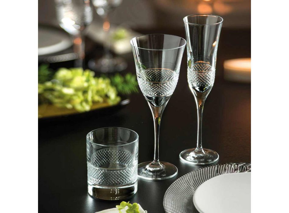 12 pahare de vin alb în design ecologic de cristal decorat de lux - Milito