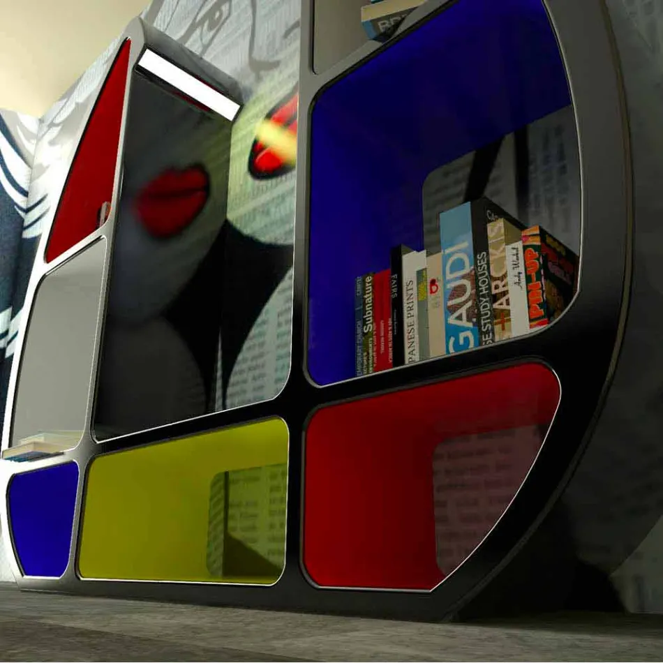 Shelley Modern Bookshelf Realizat în Italia Viadurini