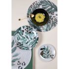 18 farfurii din porțelan cu decorațiuni exotice din frunze verzi - Immer Viadurini