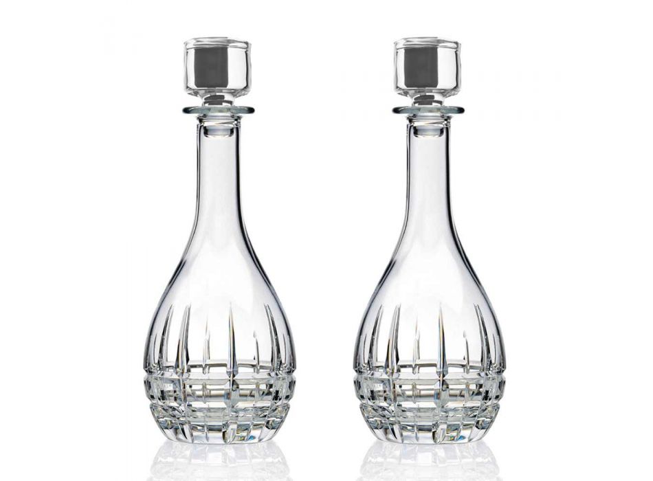 2 sticle cu dop rotund de design din cristal decorat - Fiucco Viadurini
