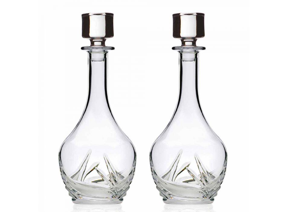 2 sticle de vin Eco Crystal cu capac rotund și decorațiuni - Advent