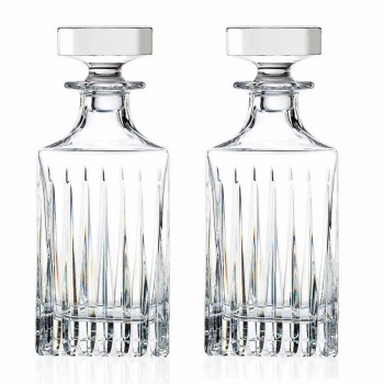 2 sticle de whisky din cristal cu măcinare manuală fabricate în Italia - Voglia