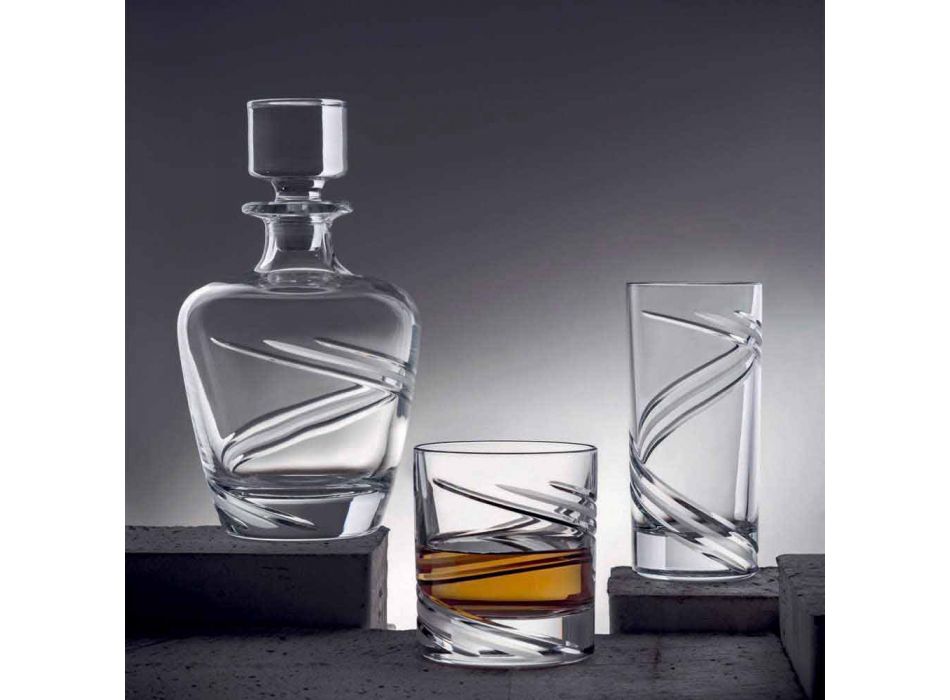 2 sticle de whisky în cristal ecologic artizanal italian - ciclon Viadurini