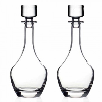 2 sticle pentru vinuri în cristal ecologic, design minimal italian - neted