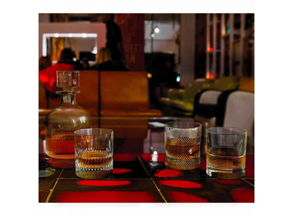 2 sticle de whisky cu design ecologic din cristal, capac vintage - tactil Viadurini