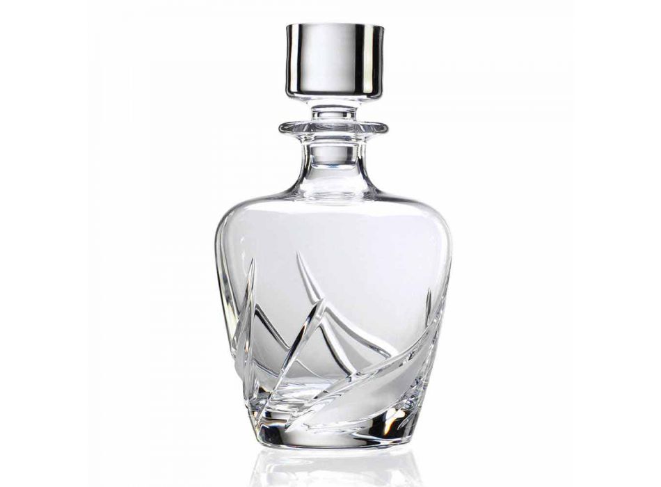 2 sticle de whisky din cristal cu capac de design decorat de lux - Advent Viadurini
