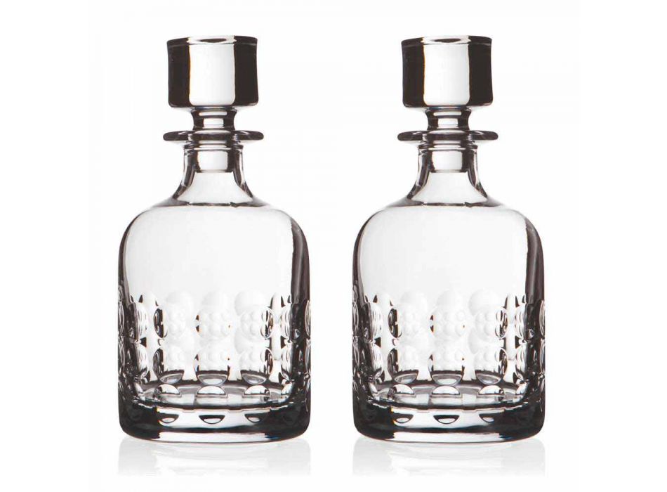 2 sticle pentru whisky în cristal ecologic decorate cu capac - titanioball Viadurini