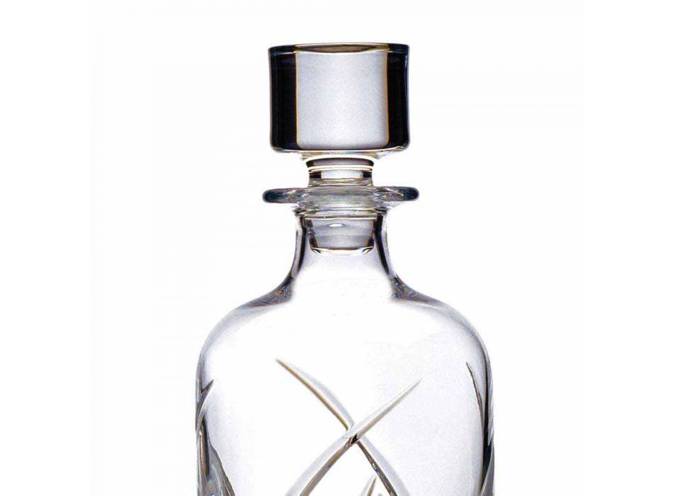 2 sticle de whisky cu capac cilindric de design în cristal ecologic - Montecristo Viadurini