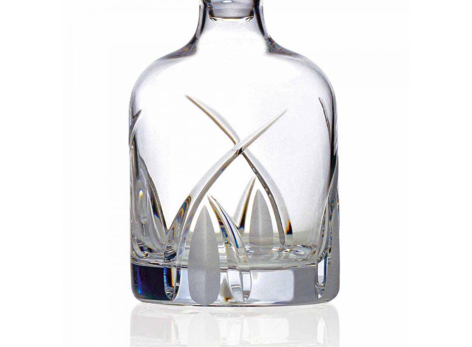 2 sticle de whisky cu capac cilindric de design în cristal ecologic - Montecristo Viadurini