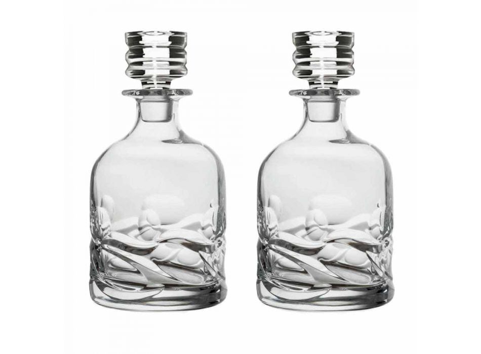 2 sticle de whisky din cristal decorate Eco și capac de lux - titan Viadurini