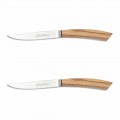 2 cuțite pentru friptură cu mâner în corn de lemn sau lemn fabricate în Italia - Marino