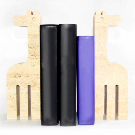 2 Suporturi de cărți în marmură de travertin în formă de girafă Made in Italy - Morra Viadurini
