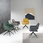 2 fotolii pivotante la 180°, tapițate cu material textil și cadru metalic - Ivana Viadurini