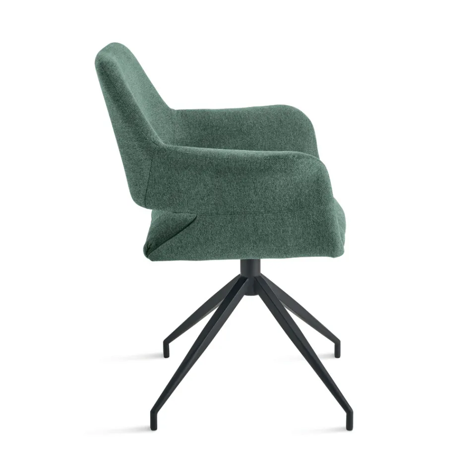 2 fotolii pivotante la 180°, tapițate cu material textil și cadru metalic - Ivana Viadurini