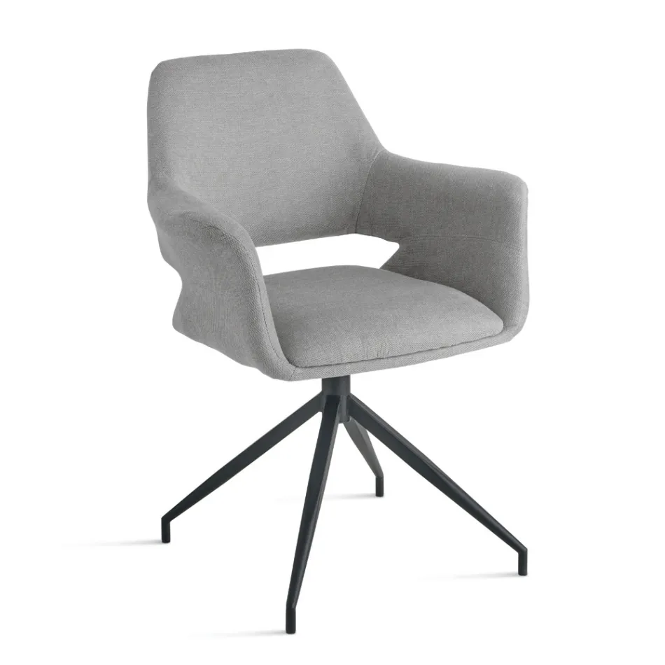 2 fotolii pivotante la 180°, tapițate cu material textil și cadru metalic - Ivana Viadurini