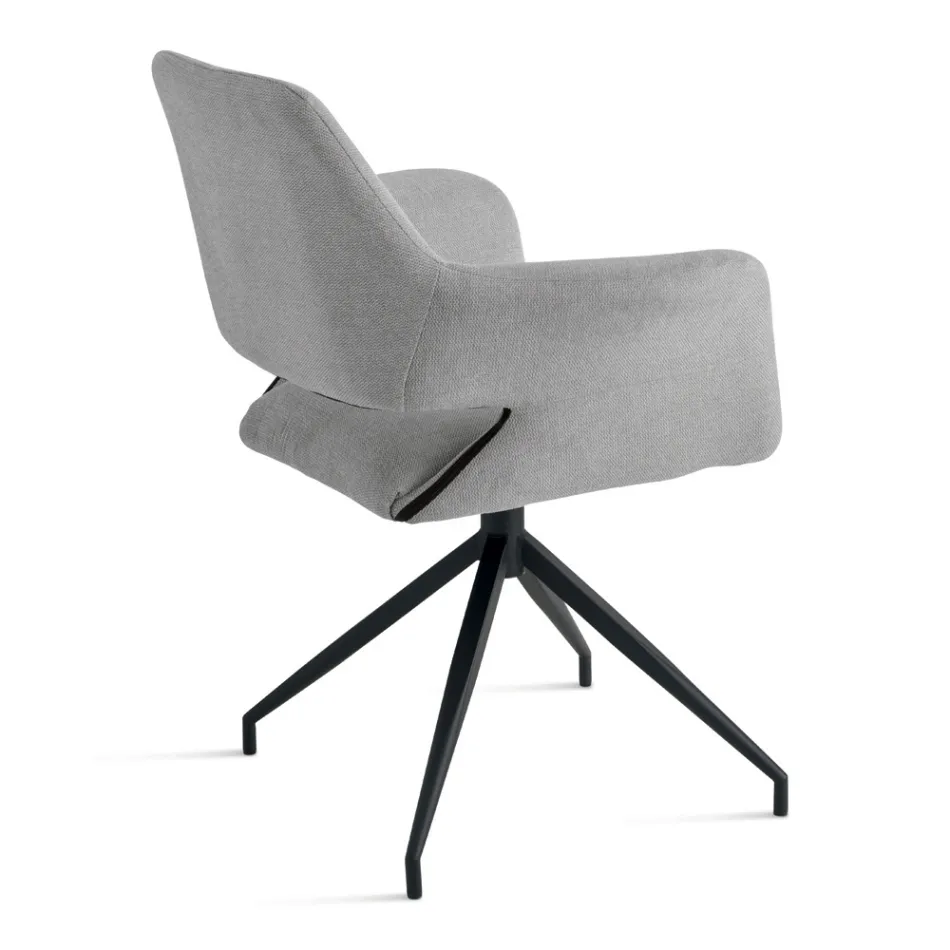 2 fotolii pivotante la 180°, tapițate cu material textil și cadru metalic - Ivana Viadurini