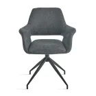 2 fotolii pivotante la 180°, tapițate cu material textil și cadru metalic - Ivana Viadurini