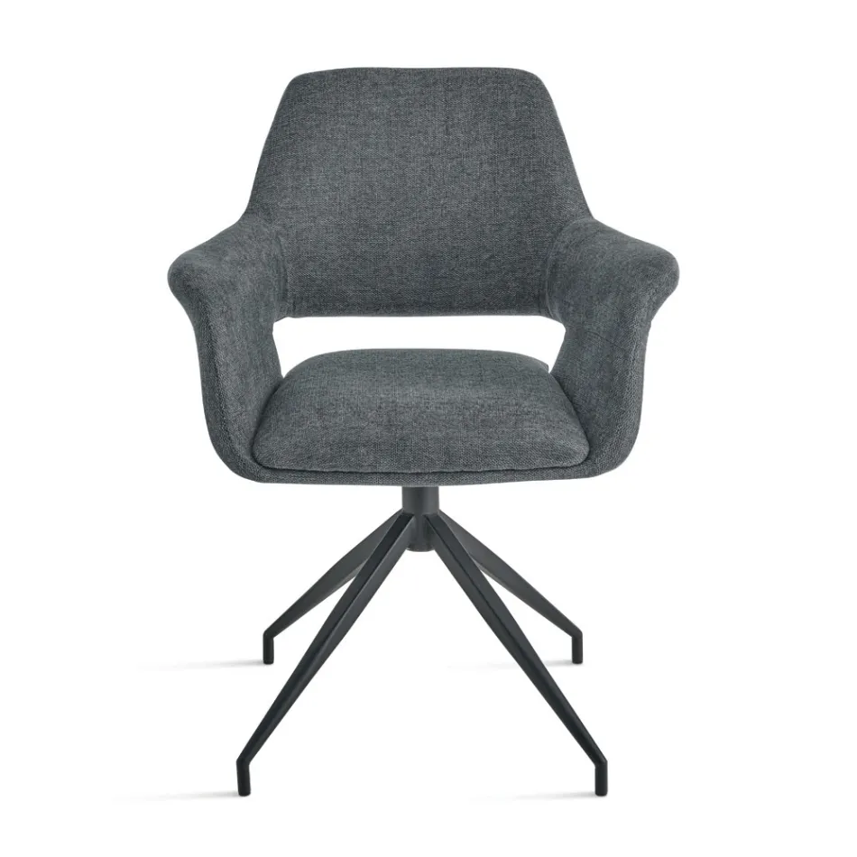 2 fotolii pivotante la 180°, tapițate cu material textil și cadru metalic - Ivana Viadurini