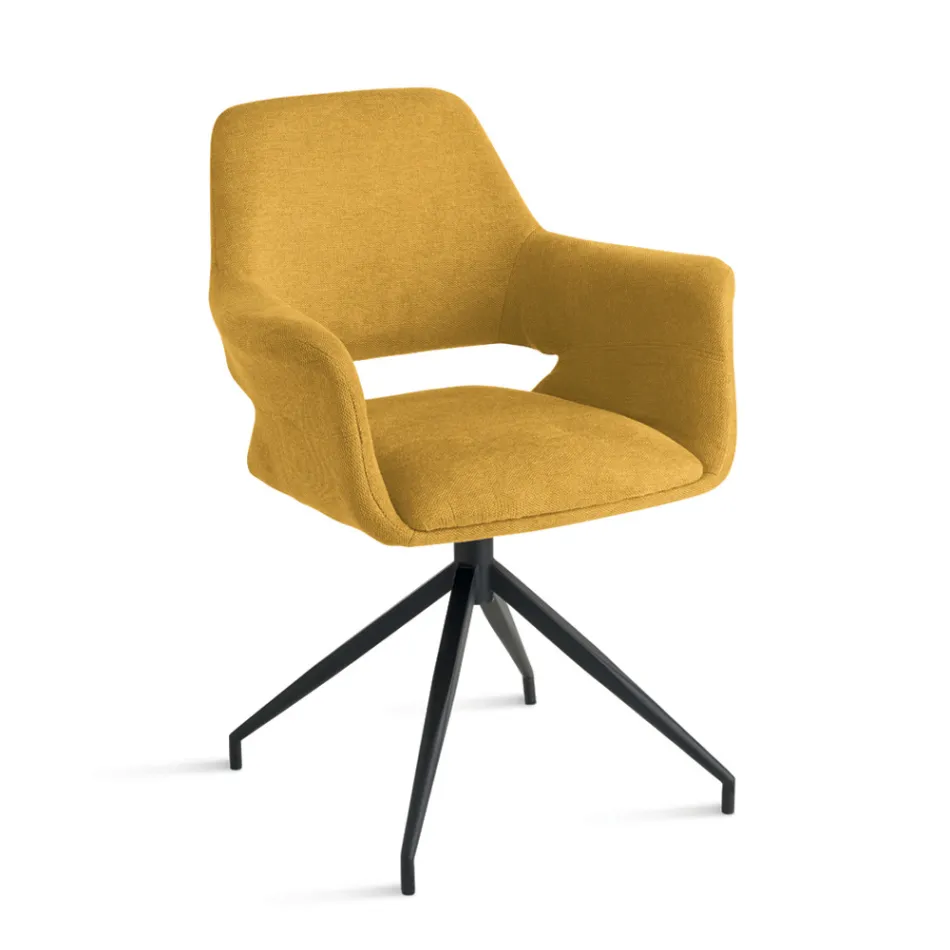 2 fotolii pivotante la 180°, tapițate cu material textil și cadru metalic - Ivana Viadurini