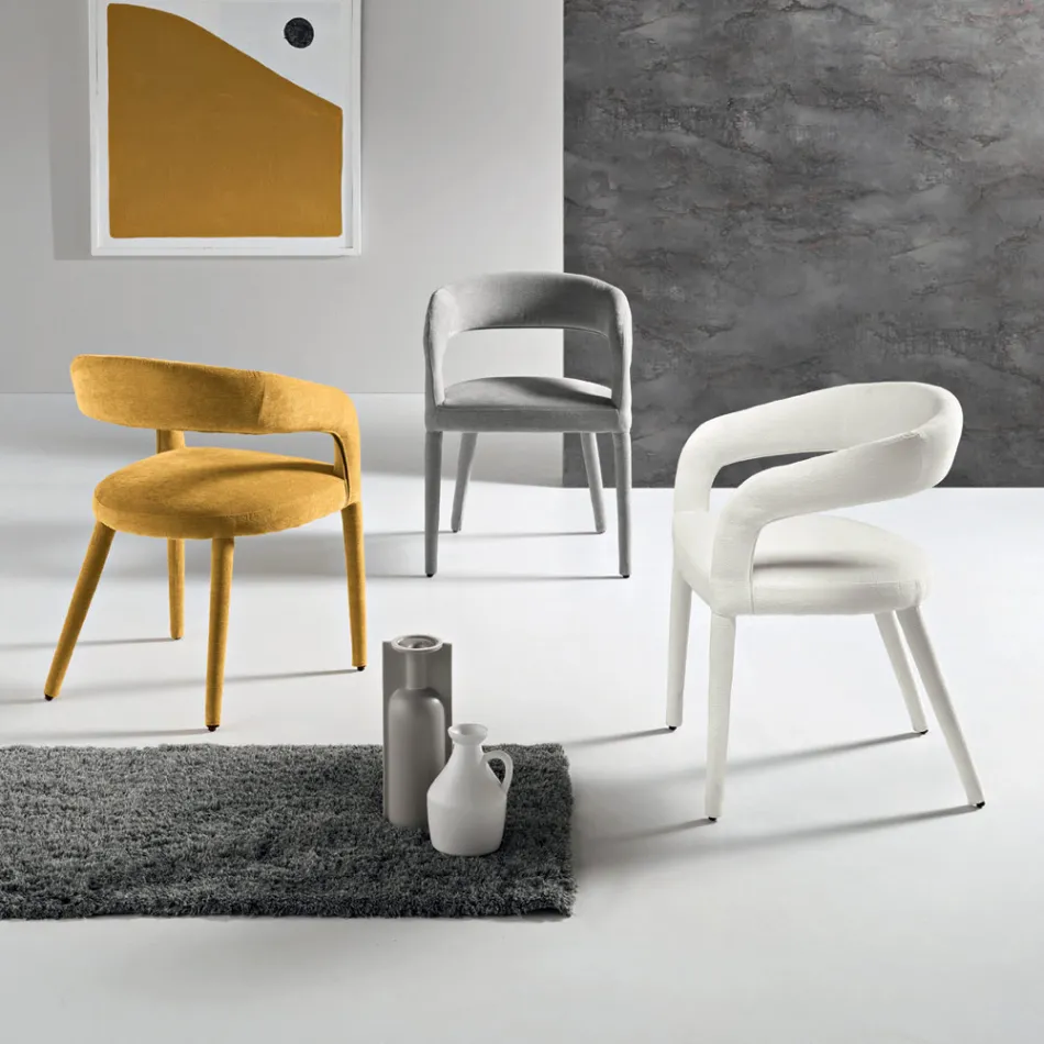 2 fotolii tapițate în material Bouclè cu cadru acoperit - Domenica Viadurini