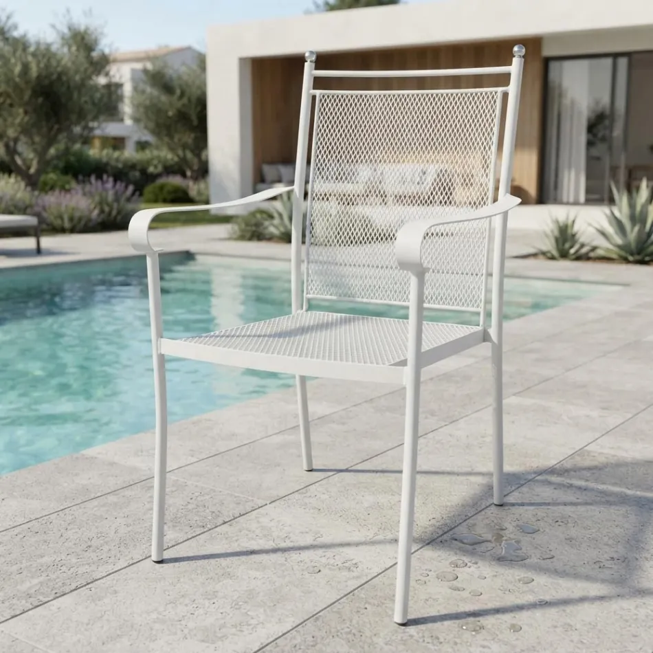 2 fotolii de grădină din metal cu design clasic, fabricate în Italia - Solis Viadurini